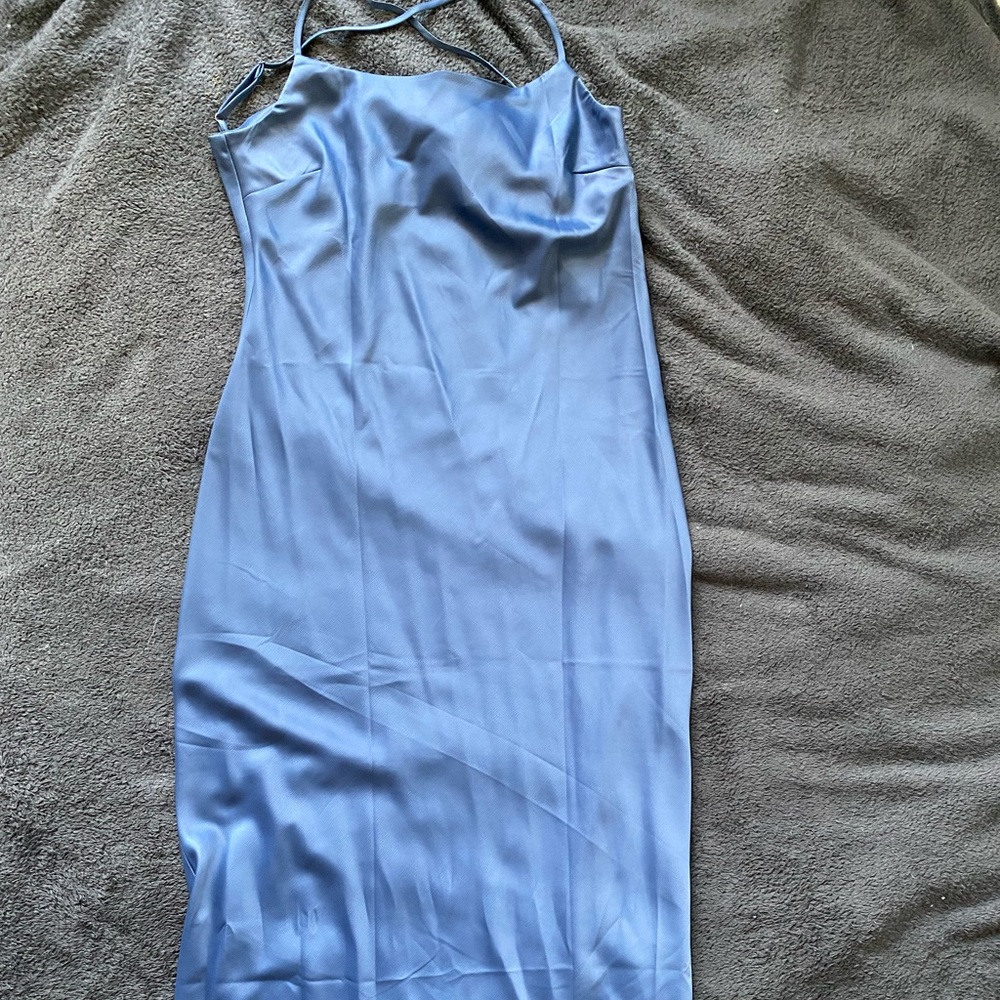 NASTY GAL Maxi Satin Blue Dress size 12 (L)